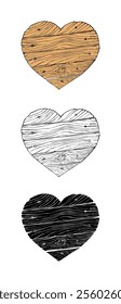 Wooden heart planks Vector illustration