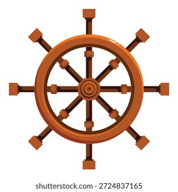 Wooden helm controlling navigation, symbolizing maritime journey and leadership at sea