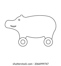 Wooden hippo vector icon.Outline vector icon isolated on white background wooden hippo.