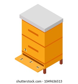 Wooden hive icon. Isometric illustration of wooden hive vector icon for web