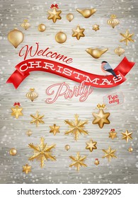 Wooden Holiday background candy and New Year's balls. EPS 10 vector file included