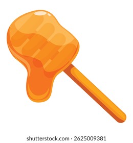 Wooden honey dipper is dripping with delicious golden honey