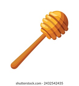 Wooden Honey Dipper Illustration on White Background