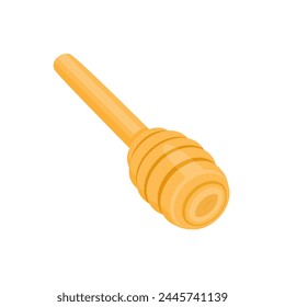 Wooden honey dipper isolated on white background. Vector cartoon flat illustration of clean wooden spoon for honey.