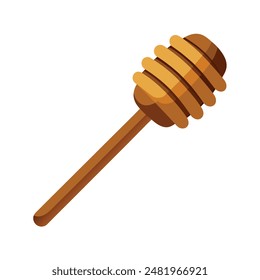 a wooden honey dipper isolated on white