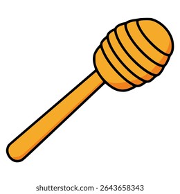 wooden honey dipper spoon flat color vector illustration template design