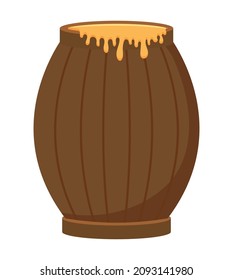 wooden honey jar over white