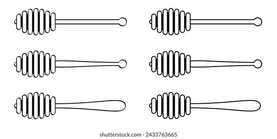 Wooden honey stick, honey dipper. Healthy food and diet concept. Honey spoon logo or icon. Of the beehive, honeycomb. chopsticks tools.