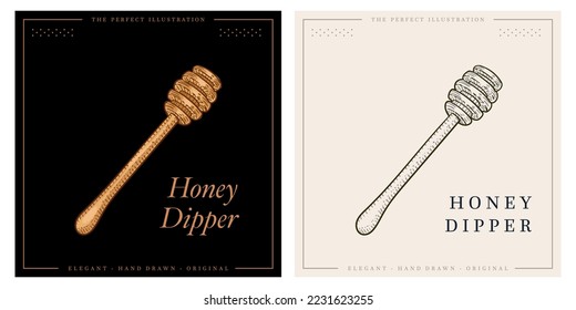 Wooden honey stick dipper illustration