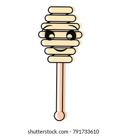 Wooden honey stick smiling cartoon