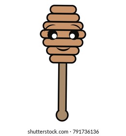 Wooden honey stick smiling cartoon