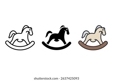 wooden horse icons isolated on White Background. Flat style design
