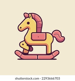 Wooden horse toy cartoon illustration children's day toy game vector icon clip art design.