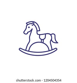 Wooden horse toy line icon. Toy concept. Childhood, toy, playing. Vector illustration for topics like childhood, nursery, baby toys