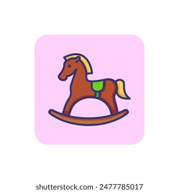 Wooden horse toy line icon. Toy concept. Childhood, toy, playing. Vector illustration for topics like childhood, nursery, baby toys