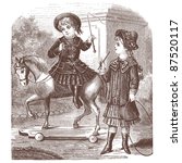 Wooden horse - Vintage engraved illustration - "La mode illustrée" by Firmin-Didot et Cie in 1882 France