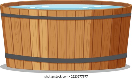 Wooden hot tub spa illustration