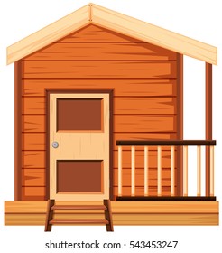Wooden house with balcony illustration
