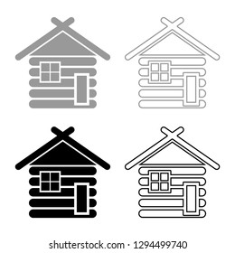 Wooden house Barn with wood Modular log cabins Wood cabin modular homes icon set grey black color vector illustration outline flat style simple image