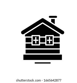 Wooden house black icon, concept illustration, vector flat symbol, glyph sign.