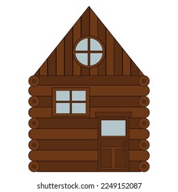 Wooden House Design Isolated on White Background Vector Illustration