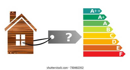 a wooden house with energy performance certificate. energy efficiency and home concepts