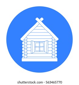 Wooden house icon in black style isolated on white background. Russian country symbol stock vector illustration.
