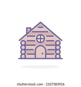 Wooden house icon in filled outline style. For your design, logo. Vector illustration.