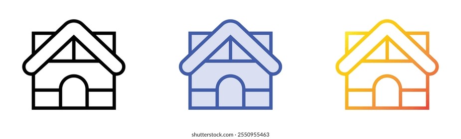 wooden house icon. Linear, Blue Fill and Gradient Style Design Isolated On White Background
