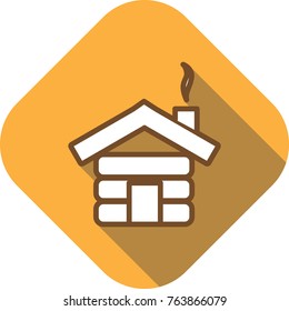 wooden house icon with long shadow