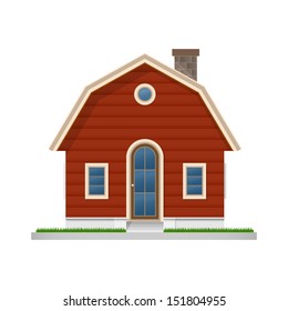 Wooden house icon on white background - Vector illustration