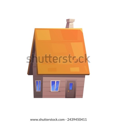 Wooden house icon. Rustic vector illustration: a quaint wooden hut with a chimney, ideal for the countryside on an isolated background. Suitable for web and print.