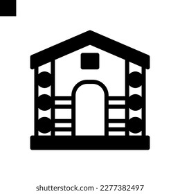wooden house icon solid style vector