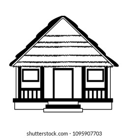 Wooden house isolated in black and white