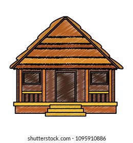Wooden house isolated scribble
