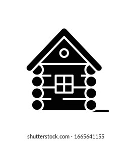 Wooden house line icon, concept sign, outline vector illustration, linear symbol.