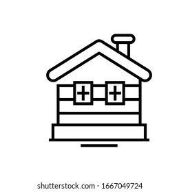 Wooden house line icon, concept sign, outline vector illustration, linear symbol.