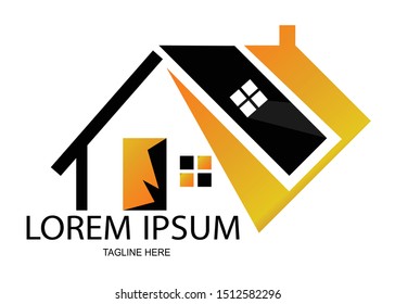 
Wooden house logo in black and gold