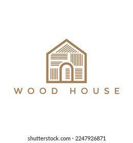Wooden house logo design vector, with the concept of house and wooden