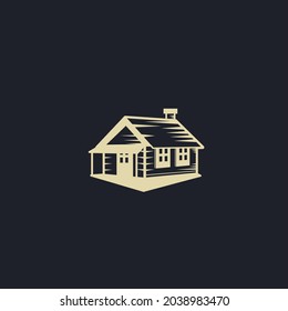 wooden house logo icon company