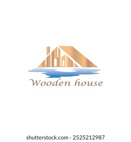 wooden house logo illustration water design vector