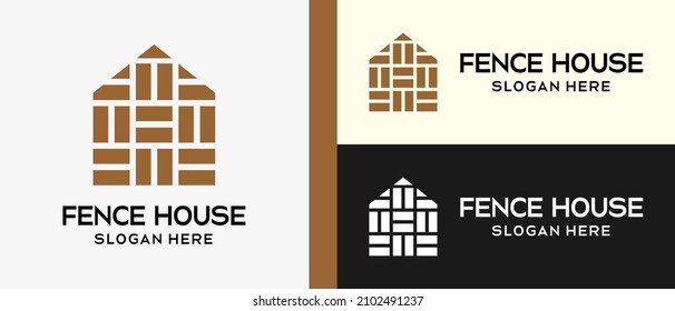 Wooden house logo with Premium Vector creative elements. house icon with woven wood motif elements. vector illustration