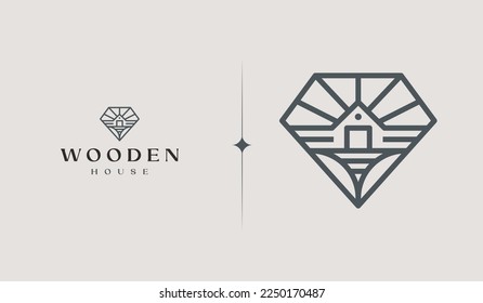Wooden House Logo Template. Universal creative premium symbol. Vector illustration. Creative Minimal design template. Symbol for Corporate Business Identity