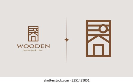 Wooden House Logo Template. Universal creative premium symbol. Vector illustration. Creative Minimal design template. Symbol for Corporate Business Identity