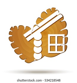 Wooden House Logo. Vector Eco House. Wood