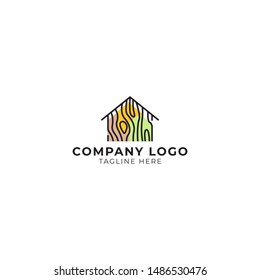 wooden house logo vector icon ilustration