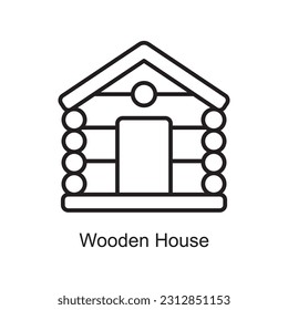 Wooden House Outline Icon Design illustration. Art and Crafts Symbol on White background EPS 10 File