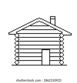 Wooden house pixel art. Vector picture. Draw house.
