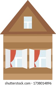 wooden house with shutters on the Windows
