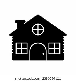 Wooden house silhouette vector. Log house silhouette can be used as icon, symbol or sign. Log house icon vector for design of hunter, cabin, hut or forest